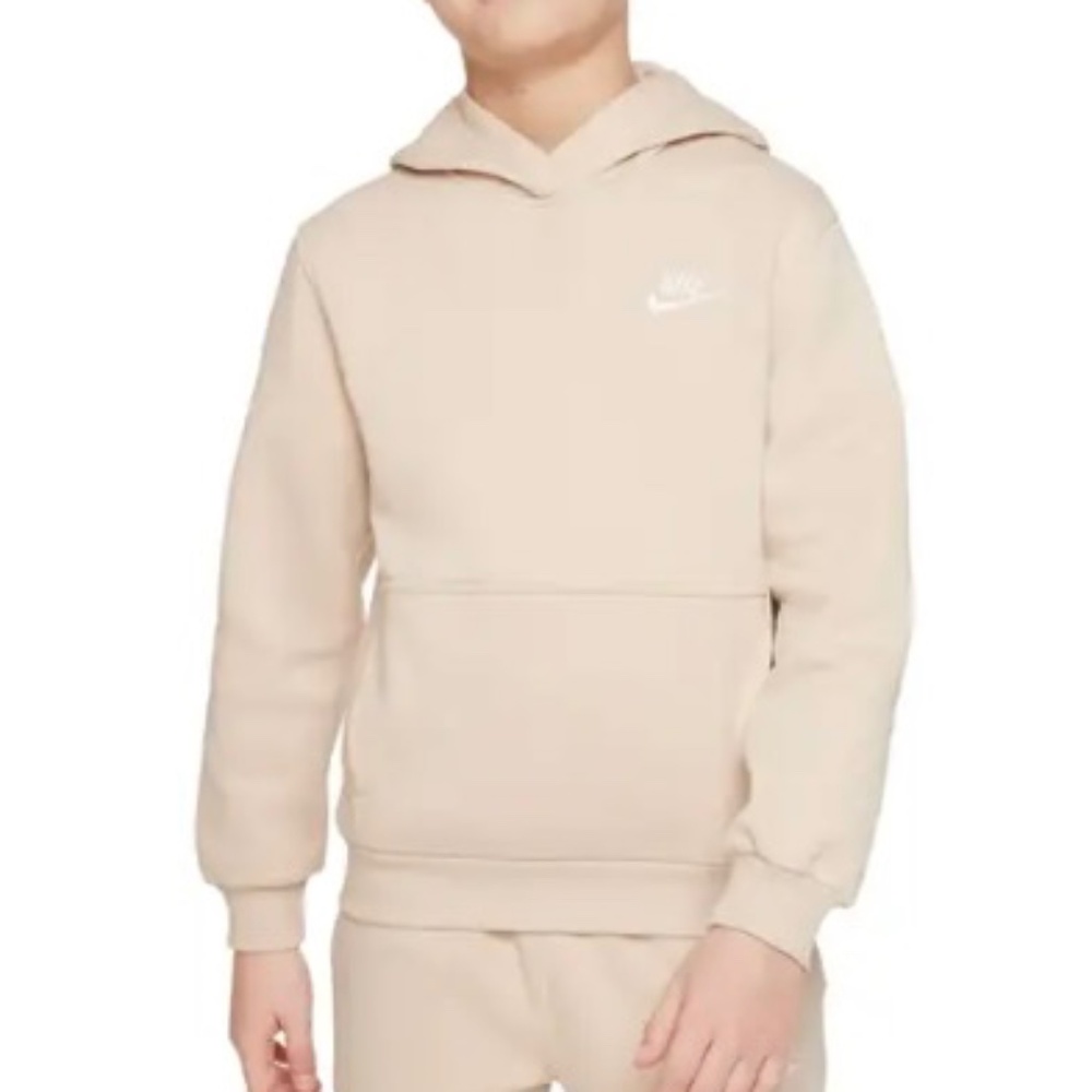 Nike Kids Fleece Hoodie – Size XL – Fits Petite Women XS/S – Beige